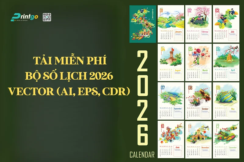 Tải miễn phí bộ số lịch 2026 vector (AI, EPS, CDR) đầy đủ, sắc nét