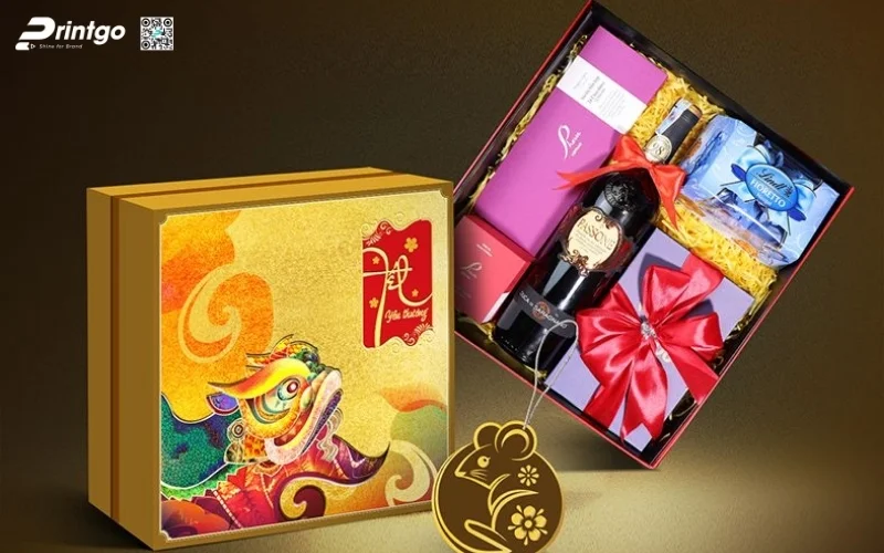 Mẫu hộp quà tết có rượu vang đẳng cấp nhất 2026
