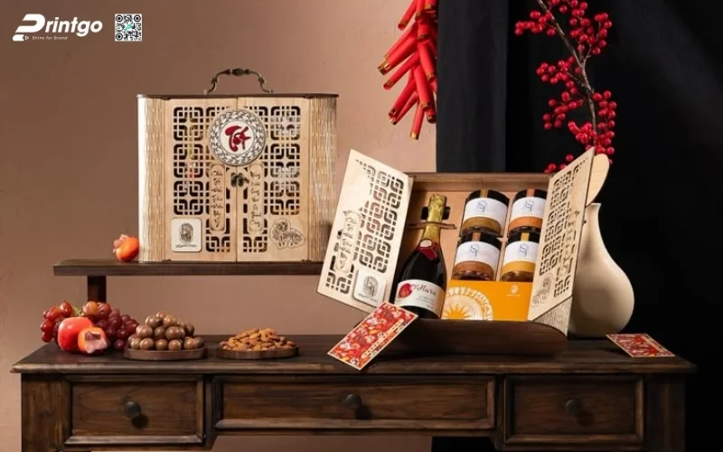 Mẫu hộp quà tết có rượu vang đẳng cấp nhất 2026