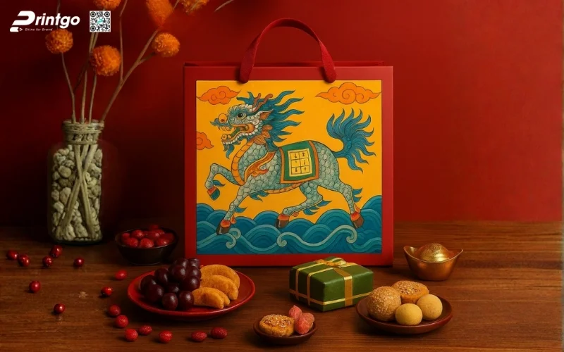 Mẫu hộp quà tết đẹp biểu tượng linh vật con ngựa 