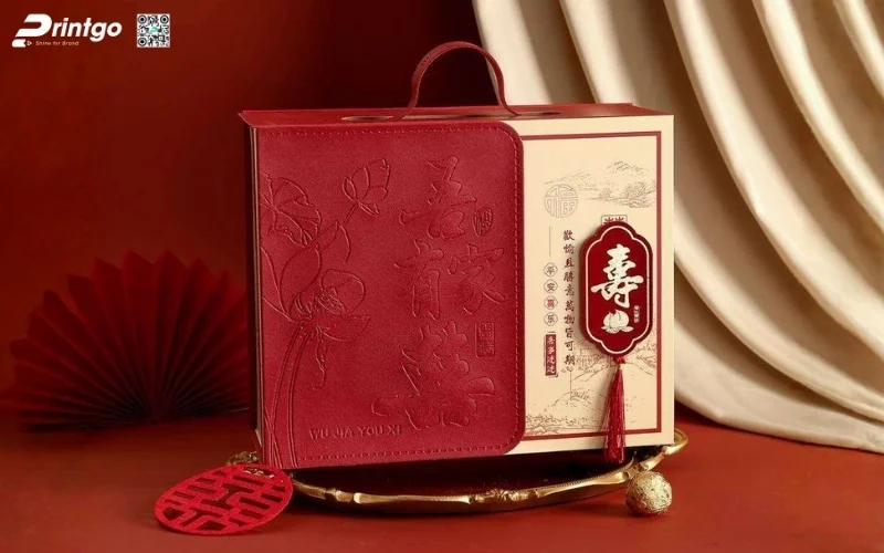 Mẫu hộp quà tết bằng da có quai xách
