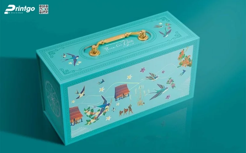 Mẫu hộp quà tết quai xách bằng kim loại