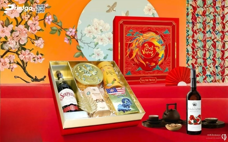 Những mẫu hộp quà tết có rượu vang sang trọng