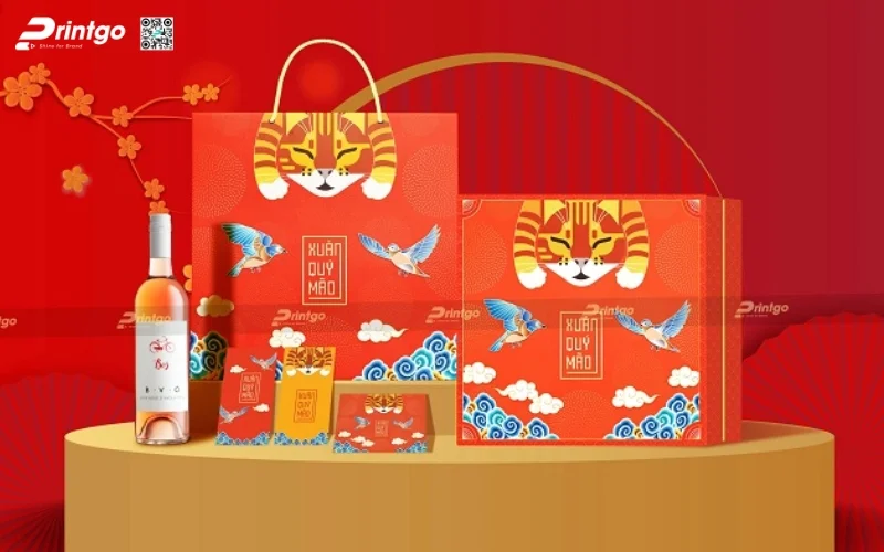 Mẫu hộp quà tết đẹp dạng âm dương 