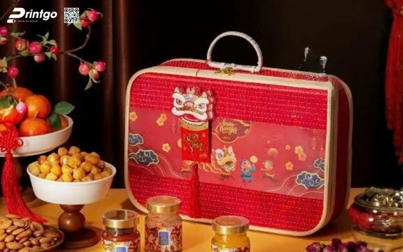 Mẫu hộp quà tết mây tre đan hình chữ nhật độc đáo