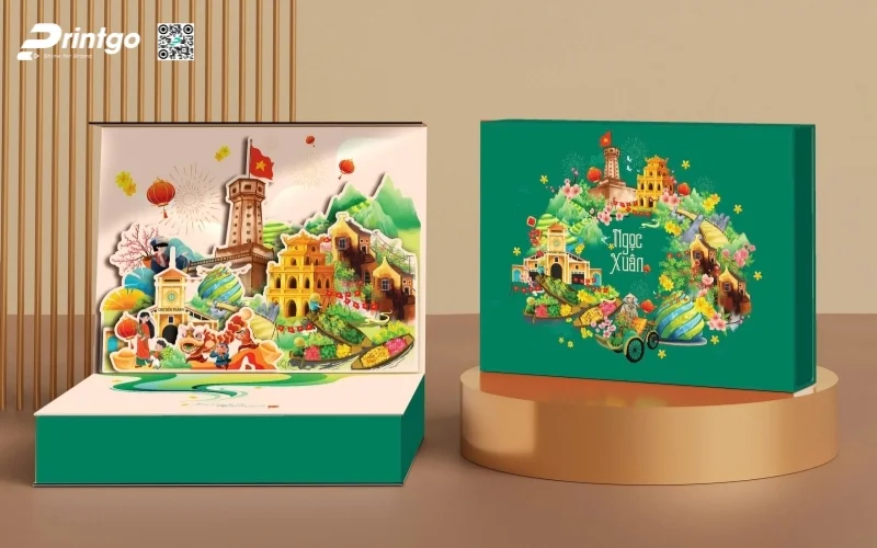 Mẫu hộp quà tết 3D dạng hộp nam châm