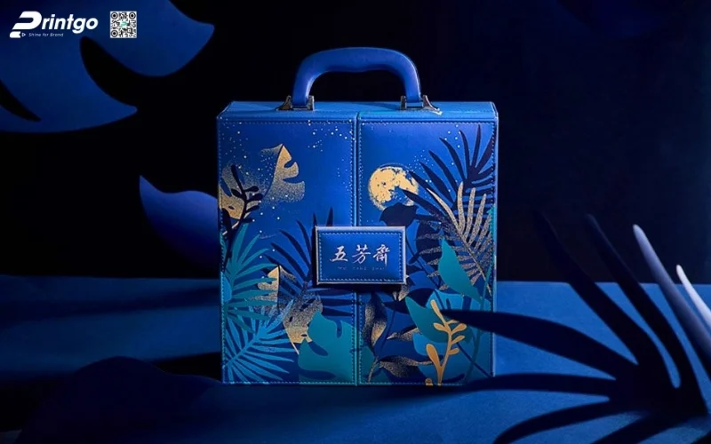 Mẫu hộp quà tết bằng da có quai xách