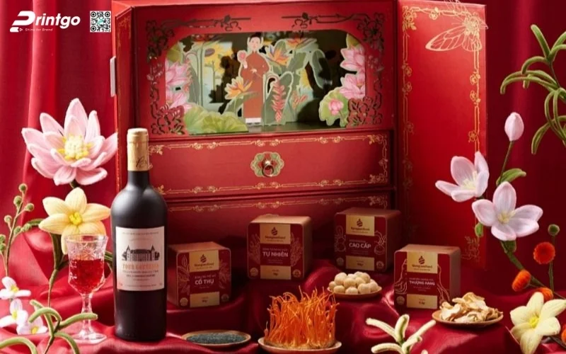 Những mẫu hộp quà tết có rượu vang sang trọng