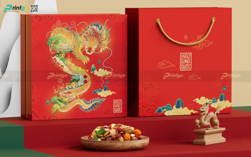 Mẫu hộp quà tết đẹp dạng âm dương 