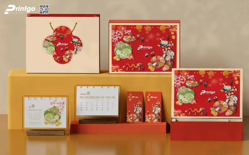 Mẫu hộp quà tết đẹp chủ đề cảnh sắc mùa xuân