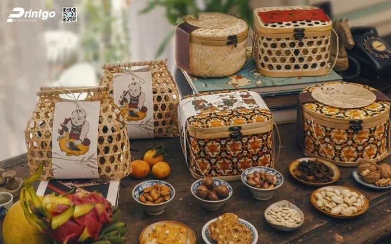 Bộ sưu tập mẫu hộp quà tết mây tre đan hình vuông