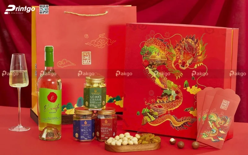 Mẫu vỏ hộp quà tết bán sẵn Ngự Long Quốc