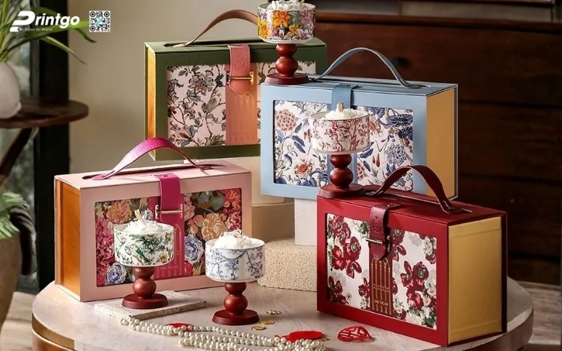 Bộ sưu tập mẫu hộp quà tết có quai xách bằng da
