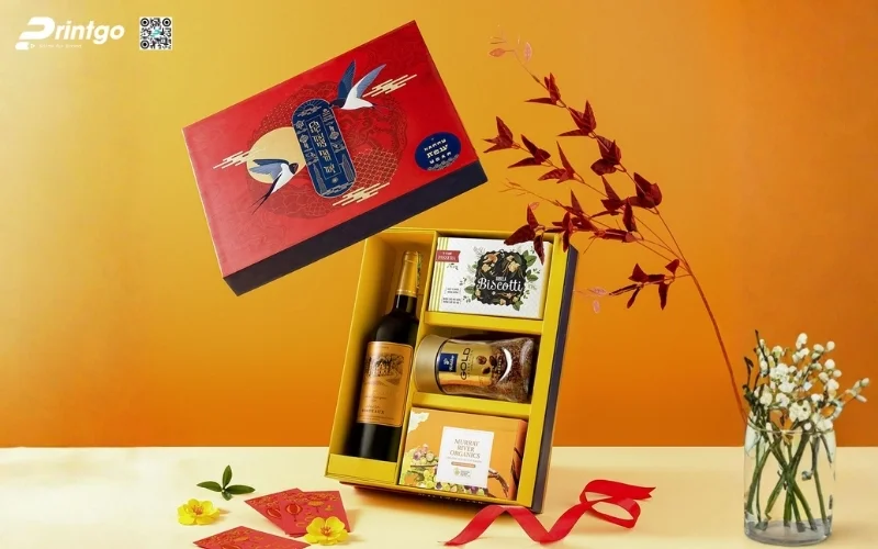 Những mẫu hộp quà tết có rượu vang sang trọng