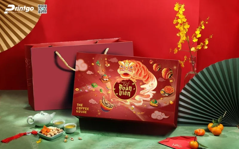 Mẫu hộp quà tết đẹp quy cách nam châm nắp lật 