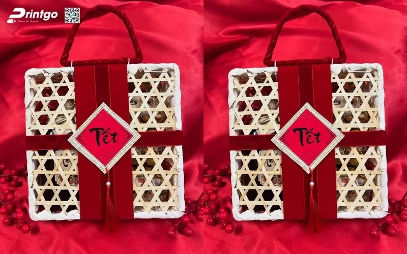Bộ sưu tập mẫu hộp quà tết mây tre đan hình vuông