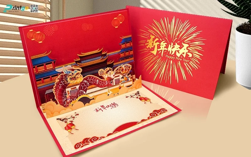 Mẫu thiệp chúc tết 3D biểu tượng rồng mạnh mẽ 