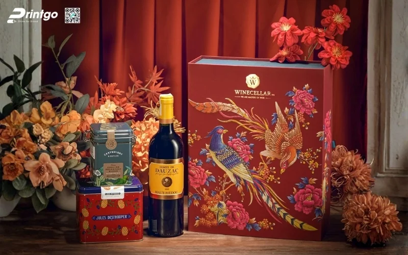 Những mẫu hộp quà tết có rượu vang sang trọng