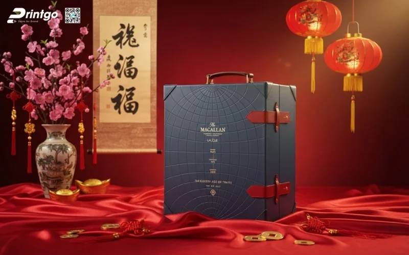 Mẫu hộp quà tết bằng da có quai xách