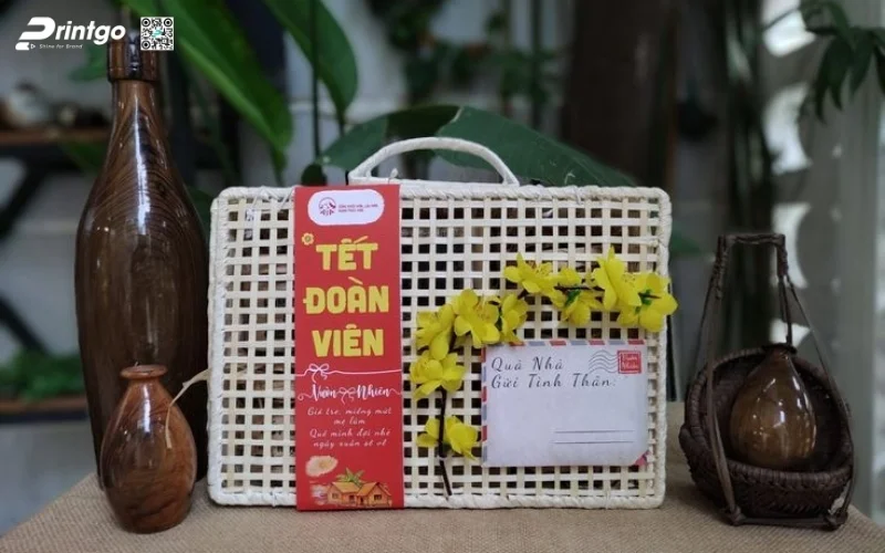 Mẫu hộp quà tết mây tre đan hình chữ nhật độc đáo