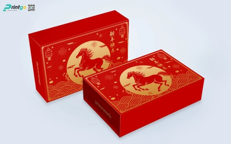 Bộ sưu tập hộp quà tết ngựa quy cách hộp nam châm nắp lật