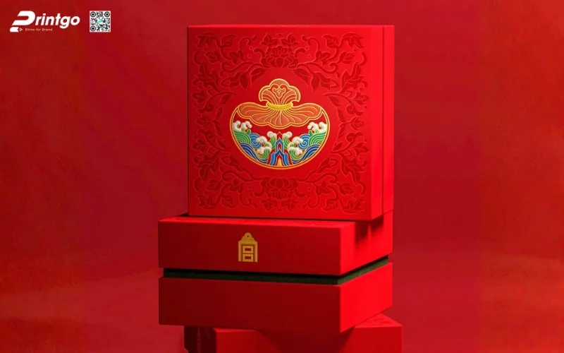Mẫu hộp quà tết đẹp dạng âm dương 