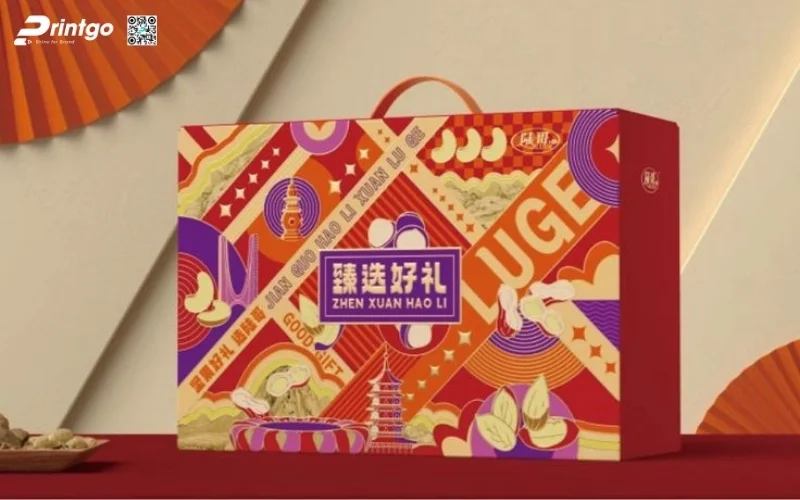 Bộ sưu tập mẫu hộp quà tết có quai xách bằng da