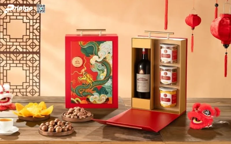 Bộ sưu tập hộp quà tết có rượu vang sang trọng