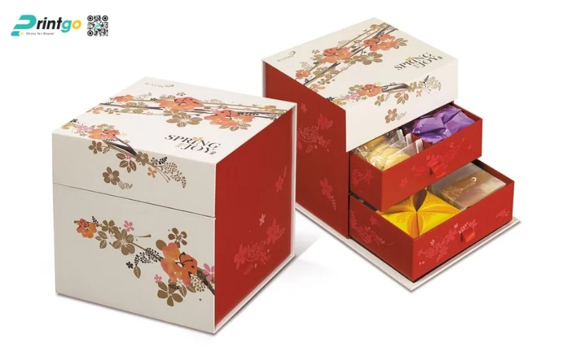 Mẫu hộp quà Tết khách sạn quy cách 2 tầng
