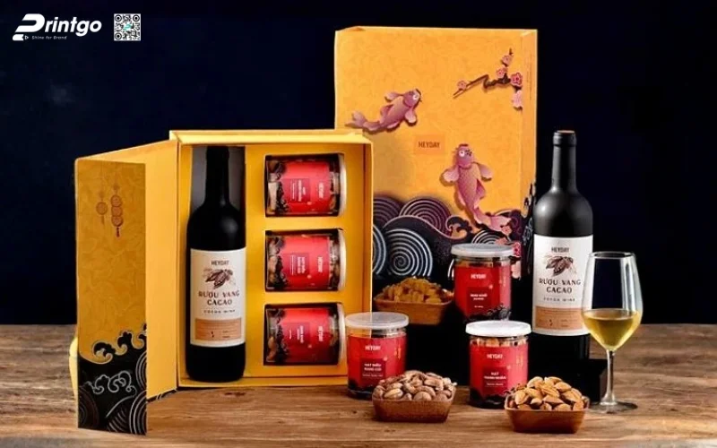 Mẫu hộp quà Tết khách sạn quy cách nam châm nắp lật
