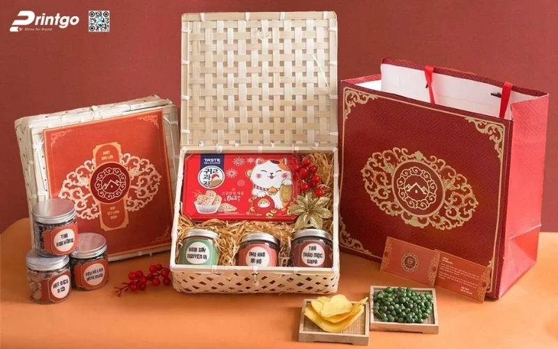Bộ sưu tập mẫu hộp quà tết mây tre đan hình vuông