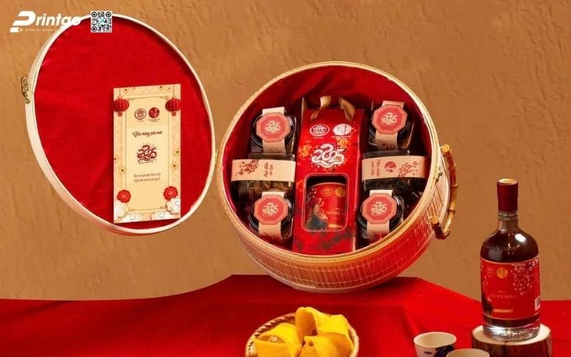 Những mẫu hộp quà tết mây tre đan hình tròn
