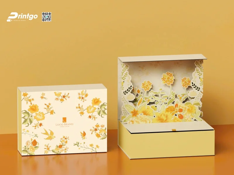 Mẫu hộp quà tết Popup 3D màu sắc ấn tượng 
