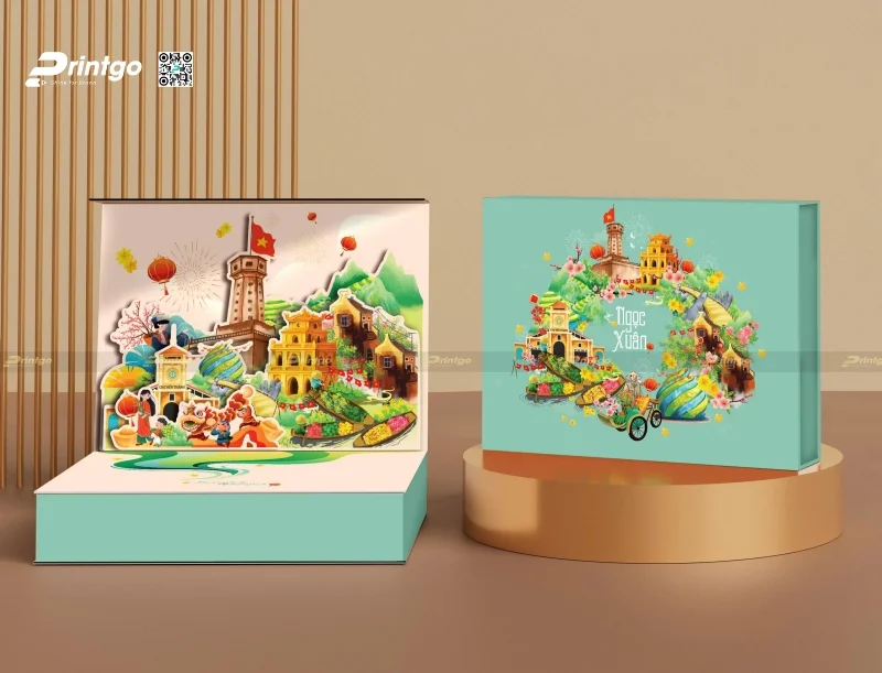 Mẫu hộp quà tết Popup 3D thiết kế tỉ mỉ 
