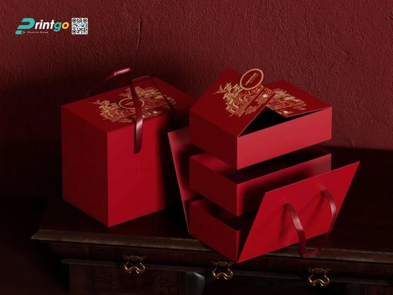 Mẫu hộp quà tết 2 tầng ấn tượng 
