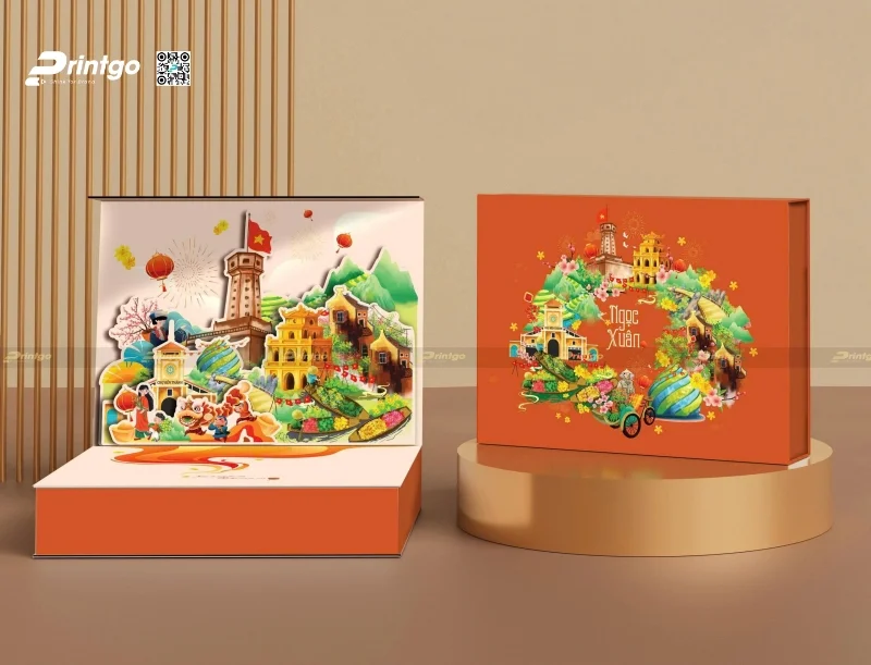 Mẫu hộp quà tết Popup 3D thiết kế nổi bật 