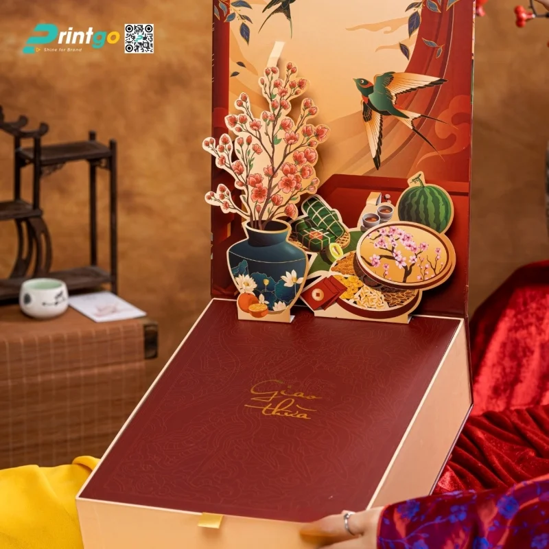 Mẫu hộp quà tết Popup 3D giao thừa 