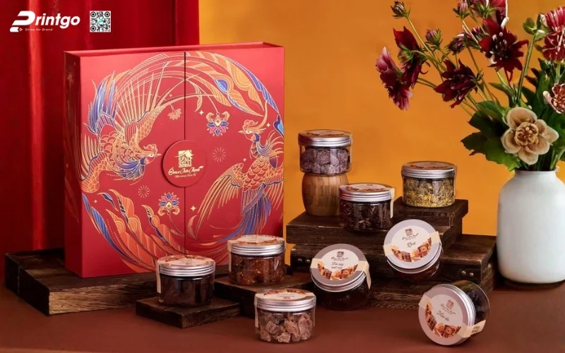 Mẫu hộp quà Tết khách sạn quy cách cánh bướm 