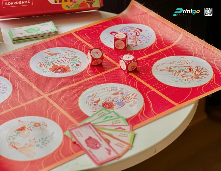 Dự án thiết kế và in board game Bầu Cua Tôm Cá Blume: bàn cờ canvas