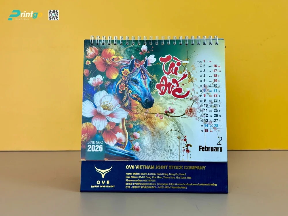 Lịch để bàn OV6 sử dụng quy cách lịch lò xo 13 tờ