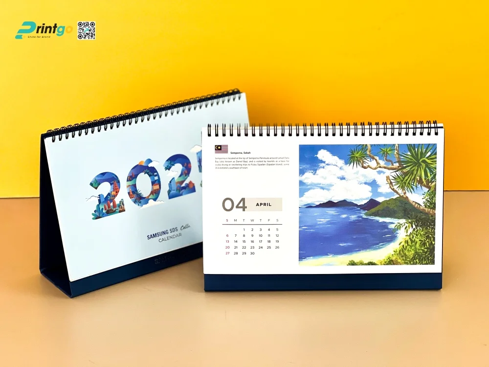 Lịch tết SamSung được lựa chọn theo quy cách lịch để bàn chữ A
