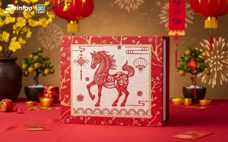 Bộ sưu tập hộp quà tết ngựa quy cách hộp nam châm nắp lật