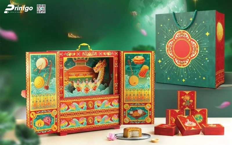 Mẫu hộp quà tết 2 tầng 3D độc đáo