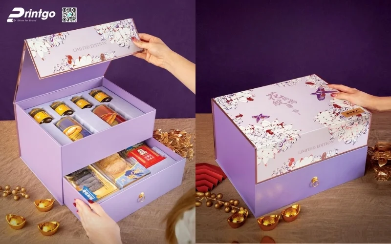 Bộ sưu tập các mẫu hộp quà tết 2 tầng sang trọng 