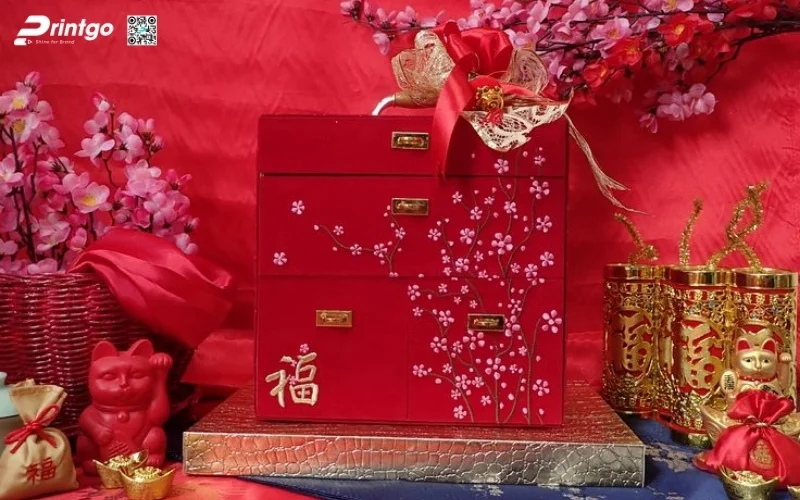 Bộ sưu tập các mẫu hộp quà tết 2 tầng sang trọng 