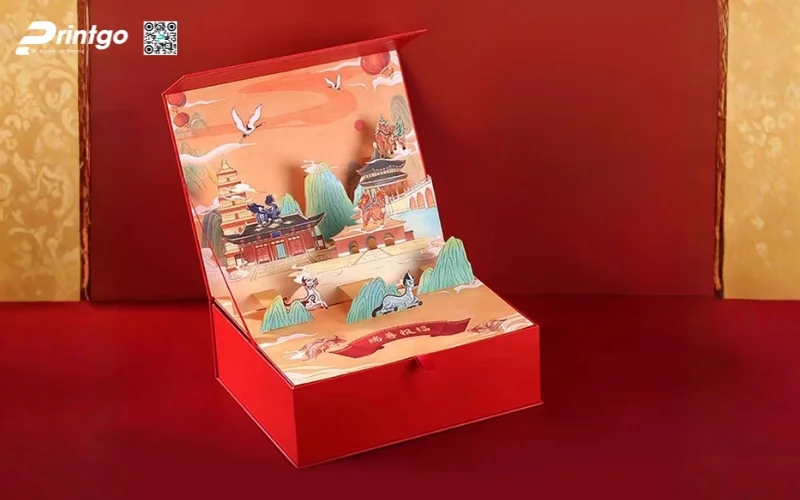 Mẫu hộp quà tết 3D dạng hộp nam châm