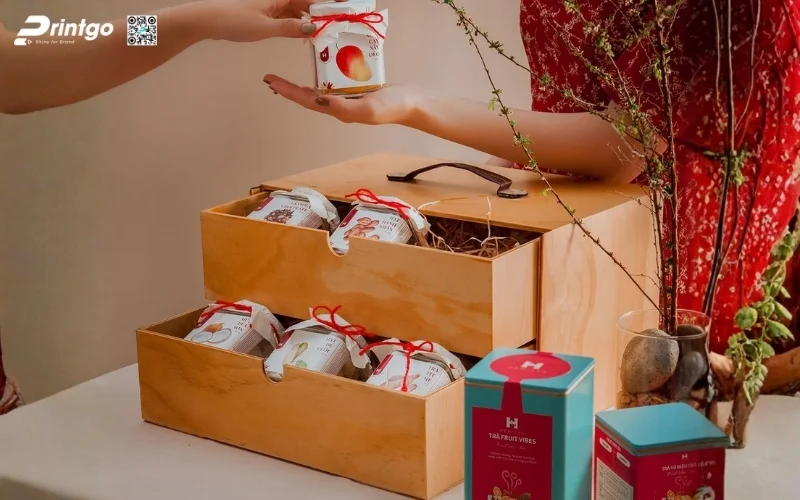 Mẫu hộp quà tết các loại hạt 2 tầng