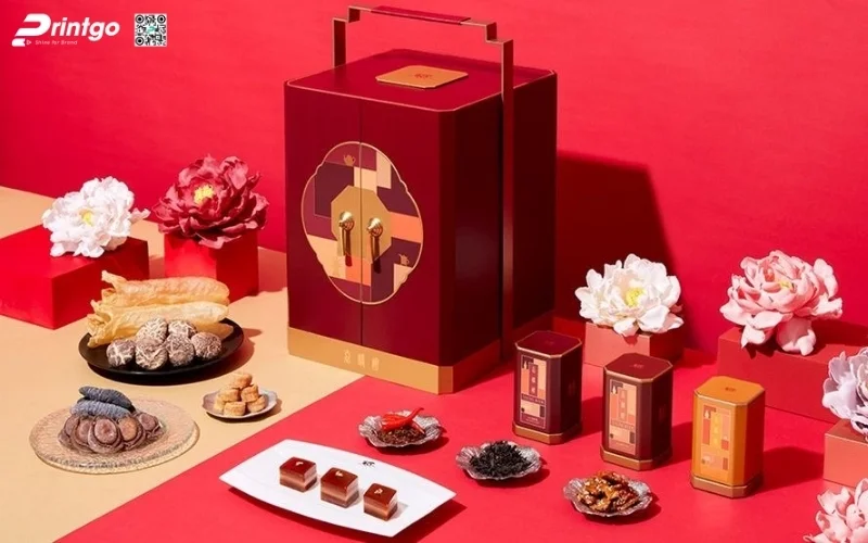Mẫu hộp quà tết quai xách bằng gỗ
