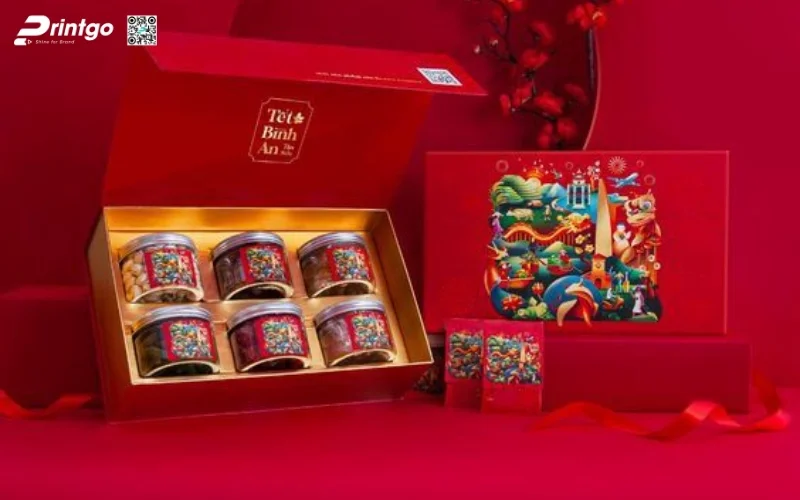 Mẫu hộp quà Tết khách sạn quy cách nam châm nắp lật