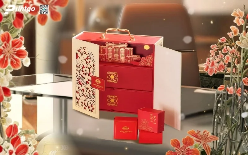 Mẫu hộp quà tết 2 tầng 3D độc đáo